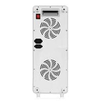 Back view of white appliance with fans