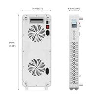 White appliance with dimensions, side & front view