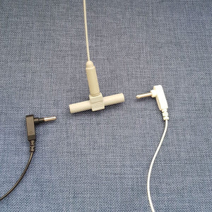 Audio jacks and connector on blue background