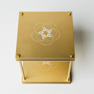 Golden Quantum Infinity Bloc Table with Floral Design