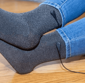 Heated socks in use