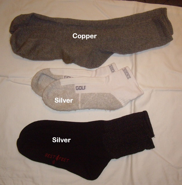 Silver and copper socks