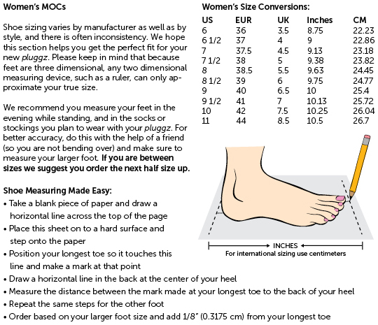 Tips for sizing - Moccasins