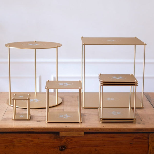 gold metal tables